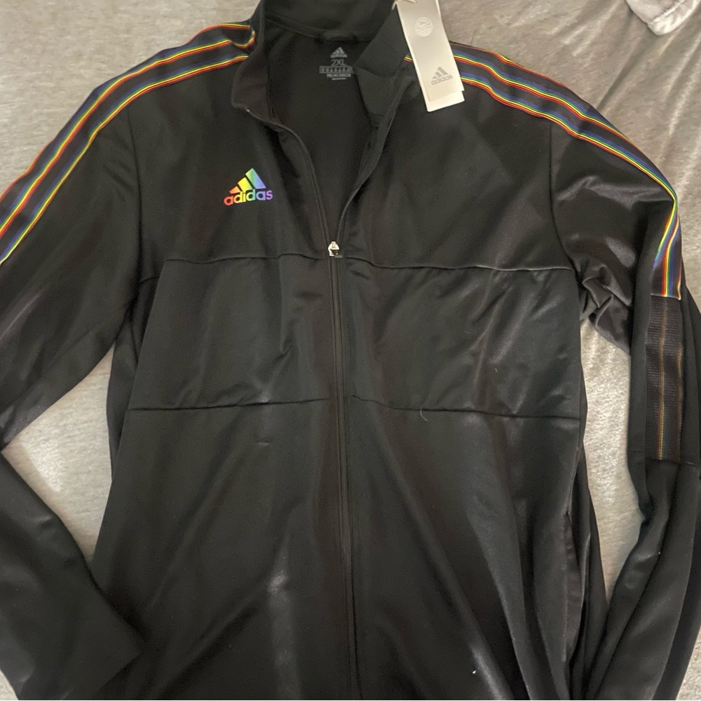 Brand new Adidas black and rainbow track jacket. Send me an offer. - Picture 3 of 3